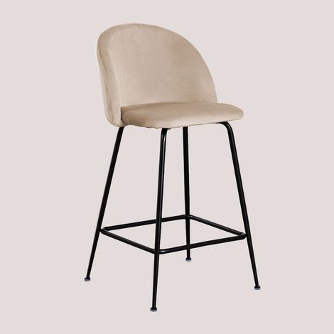 Sgabello alto in velluto Kana Design SKLUM        Marrone Grano Nero   