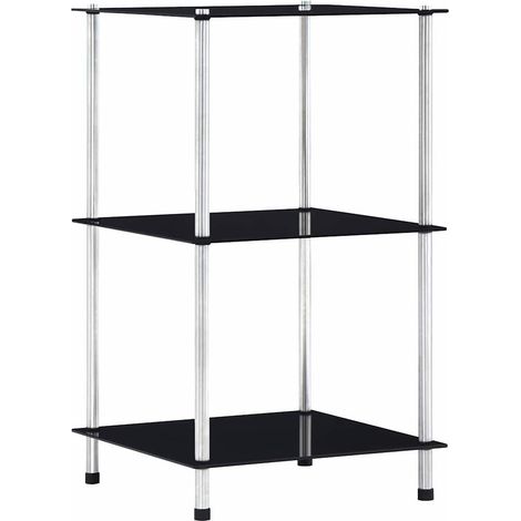 vidaXL Scaffale a 3 Livelli Nero 40x40x67 cm in Vetro Temperato