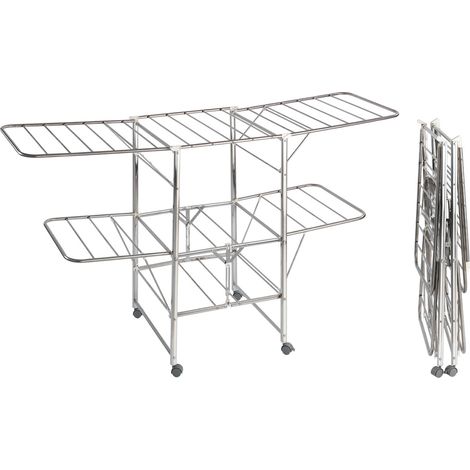 WENKO Stendibiancheria, asciugabiancheria, per interni ed esterni, su ruote, mobile in acciaio inox (1/5)