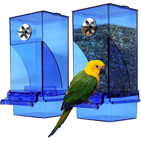 Lot de 2 mangeoires automatiques transparentes pour oiseaux, adaptées aux cages à oiseaux. Mangeoire en acrylique transparent pour perroquets. Nichoir/mangeoire pour oiseaux en acrylique transparent. (1/5)