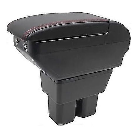 Superbe boîte de rangement double couche pour accoudoir de Suzuki Jimny 2019-2023, boîte de rangement pour console centrale avec porte-gobelet, accessoire d'accoudoir, noir (noir avec surpiqûres rouge (1/5)