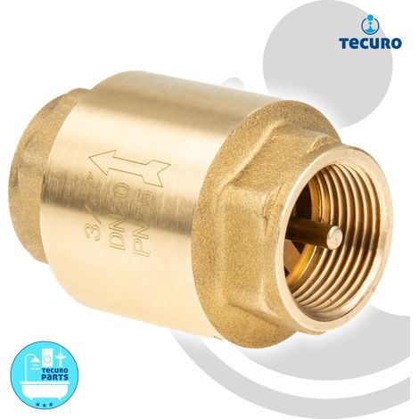 tecuro Messing Rückschlagventil 1/2 Zoll IG - DN 15 / PN 25, Baulänge 57 mm - schwere Bauform (1/5)