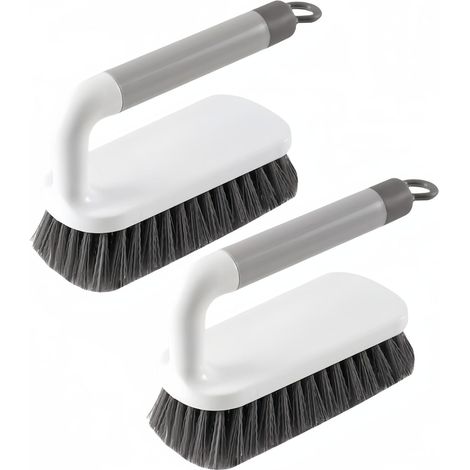 Hochleistungs-Reinigungsbürsten mit Griffen, für Dusche, Badezimmer, Teppich, Küche und Badewanne, 2er-Set (grau)