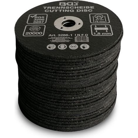 Lot 25 disques 75 x 1.8 x 10 mm a tronconner pour meuleuses pneumatiques (1/3)