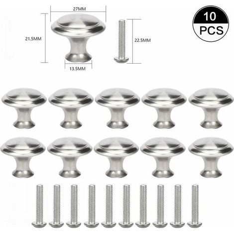 10Pcs Poignée Petit Manipuler Tiroir Acier Bouton pour meuble Joli Alliage Zinc Portes Tiroirs Penderie Relooking Vieille Cuisine Placards Hommes Femmes Argent,Poignée d'armoire de cuisine porte d'arm (1/5)