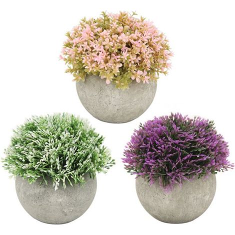 Petites plantes fausses 3pcs mini plantes artificielles en pot en plastique fausse plante verte végétale deco statuette (1/4)