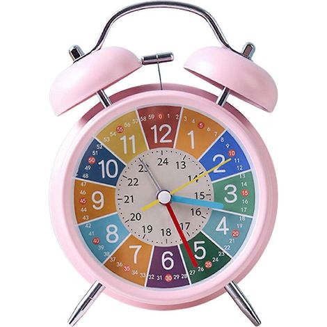 Réveil à double sonnerie avec rétroéclairage, finition mate, son puissant, conçu spécifiquement pour les personnes malentendantes, version rose. (1/5)
