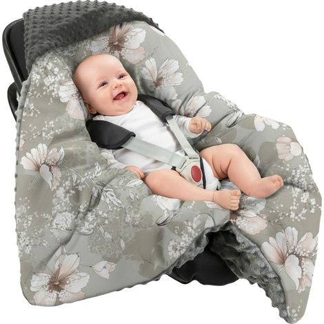 Sacco nanna in tessuto Minky 80x80 cm per seggiolino auto, fascia porta bebè, copertina - ibisco (1/5)