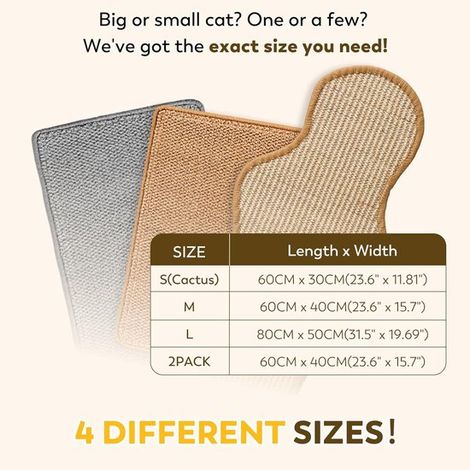 Alfombrilla rascadora para gatos con diseño de cactus, Poste rascador, 59,9 cm x 30,0 cm (aprox.), Tabla rascadora horizontal para gatos (1/5)