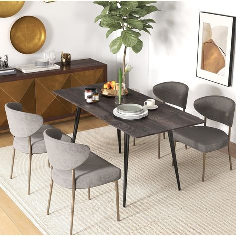 Tavolo allungabile 6-8 persone, 120/160 x 75 x 77 cm, piano legno grigio, gambe acciaio HAVRYA (1/5)