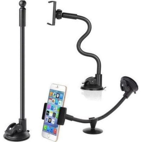 Support Voiture Universel - Pour Téléphone Et Tablet - Bras Flexible Col De Cygne - Rotation 360° - Fixation Ventouse Gel - Compatible Smartphones 55-82 mm Et Tablettes 88-136 mm - 1 Pièce (1/4)