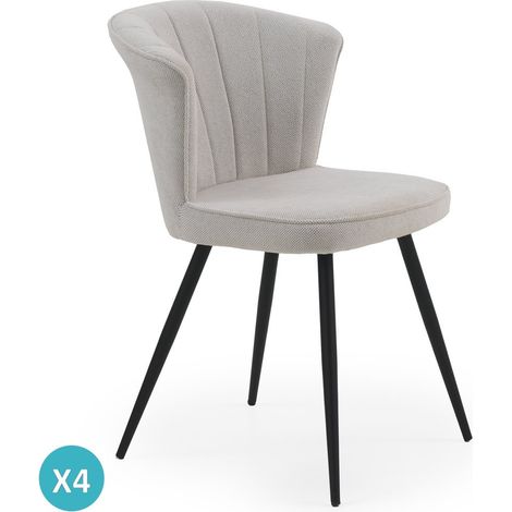 Ensemble de 4 chaises rembourrées couleur ivoire avec pieds en métal noir (1/5)