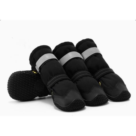 Antidérapant Chaussure Chien avec Sangles réfléchissantes,Moyens et Grands Chiens 4 pièces(L, Noir), Bottines Chien imperméables, Semelles en Cuir résistant à l'usure, protège-Pattes pour Petits (1/5)