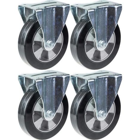 Wheels - PARNELLS - 152 mm - Black rubber - Fixed - Capacity 1320 kg