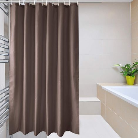 Rideaux de douche marron résistants à la moisissure, lavables et à séchage rapide. (1/5)