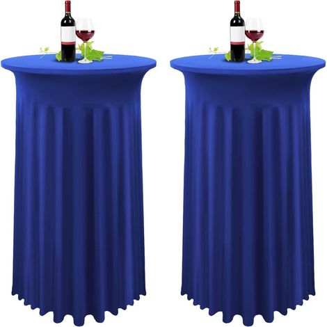 Stehtisch Husse Stretch Tischrock Cocktail Blau 2 Stück 80x110cm (1/5)
