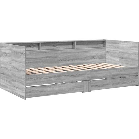vidaXL Lit de jour avec tiroirs sans matelas sonoma gris 90x200 cm