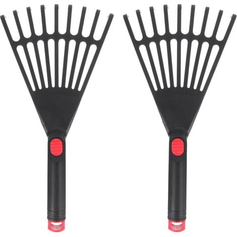 Lot de 2 râteaux de Jardin à Main en Plastique avec poignée Ergonomique, Petit râteau pour Feuilles, Jardinage, Culture, ameublir Le Sol et étaler Le paillis