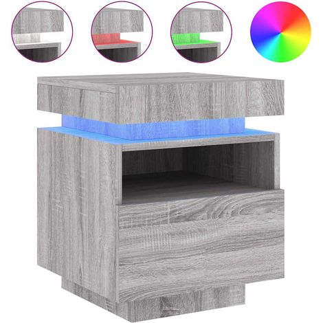 Maison Exclusive - Nachttisch mit LED-Leuchten Grau Sonoma 40x39x