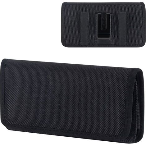 Étui Ceinture Horizontal Nylon, Pochette Téléphone 5.8-6.67 Pouces, Clip Ceinture Portable Noir (1/5)