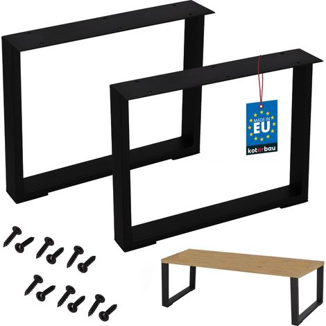 KOTARBAU® Lot de 2 Pied de Table - Pieds de Table en Acier 40 x 50 cm - en Acier Thermolaqué - Noir (1/4)