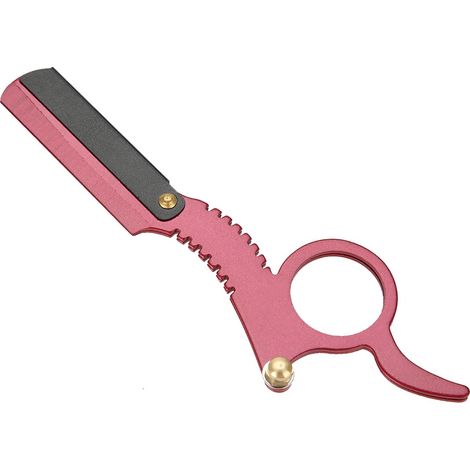 Rasoir droit vintage pour barbe avec mécanisme de remplacement de lames facile - Rouge (1/5)