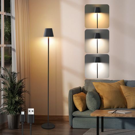 ZMH Lampadaire salon LED lampadaire dimmable - lampadaire moderne à batterie USB avec 3 températures de couleur lampadaire nior pour chambre bureau et bureau 125 cm (1/5)