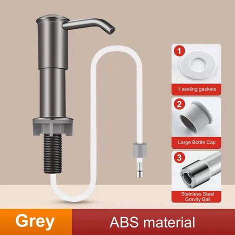 Distributeur de savon (ABS gris) avec kit de tube d'extension, en acier inoxydable 304, pour évier de cuisine. (1/5)