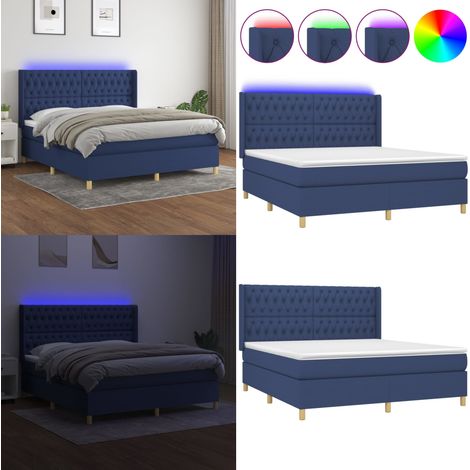 Boxspringbett mit Matratze & LED Blau 180x200 cm Stoff - Boxspringbett - Doppelbett - Schlafsystem - Bettenrahmen - Lattenrost - Home & Living (1/5)