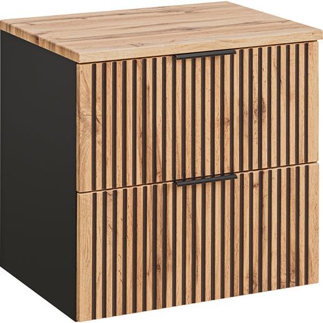 Mueble bajo lavabo 60cm encimera Gaia Madera y Negro (1/4)