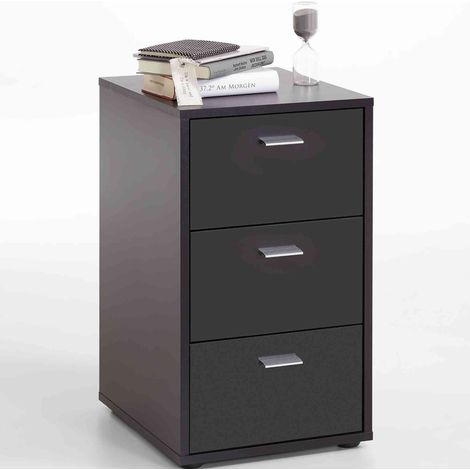 Chevet 3 tiroirs en bois noir - CH13027
