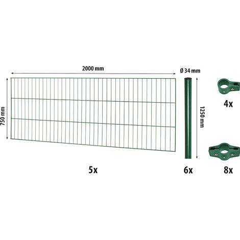Classic ES-Mattenzaun-Set 750 L=10 m, grün