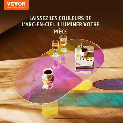 Table Basse en Acrylique Irisé Table d'Appoint 950 x 500 x 350 mm Bout de Canapé en Acrylique de 12 mm d’Épaisseur Charge Maximale 25 kg Grande Table de Salon Rangement pour Chambre Balcon Café (1/5)