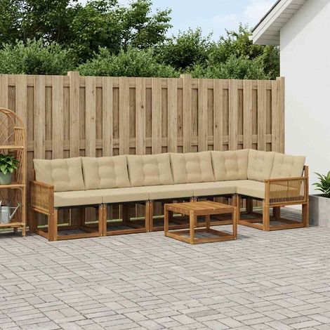 Teenpull – Outdoor-Sofagarnitur 7 Stk. Natur und Beige (1/5)