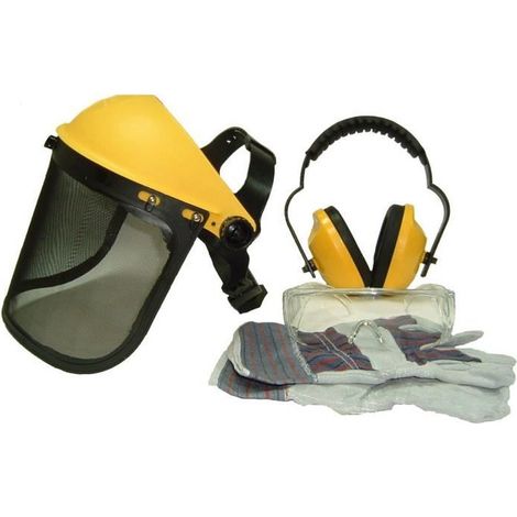 JARDIN PRATIQUE Kit de protection OZAKI - Ecran grillagé relevable + lunettes de sécurité + casque anti-bruit ajustable et gants (1/2)
