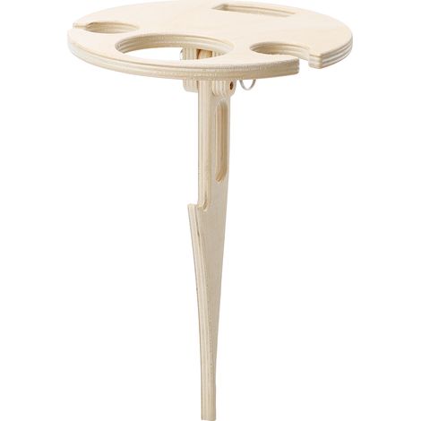 Table à vin pliante Outdoor, bois massif couleur naturelle, portable pour plage pique-nique camping, design compact élégant (1/4)
