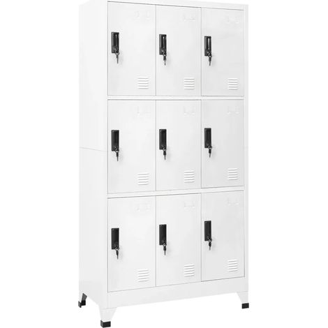 Armoire à casiers moderne bureau 90 x 45 x 180 cm avec portes verrouillables design en acier blanc (1/5)