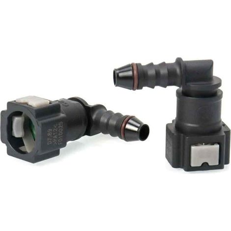 Connecteur Tuyau Carburant - Raccord Rapide 90 Degres - Pour Tube Nylon ID 6 mm - Lot de 2