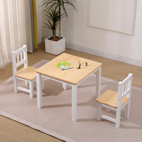 FURNITURE HMD Kids Table and Chairs Set Children’s Wooden Desk and Chair Set Study Desk,Bench Hidden Storage Space,Boys and Girls Activity Play Table Set (1/3)