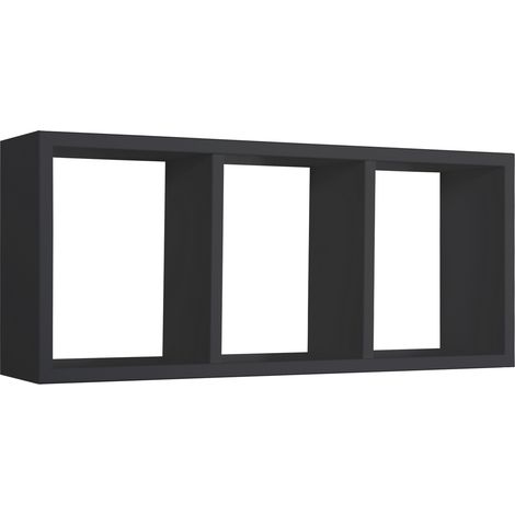 Rechteckiger wandregal mit 3 fächern mod. Tristano farbe schwarz (1/4)