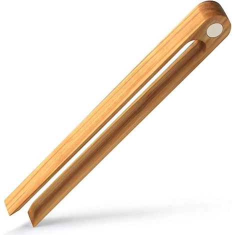 Pinces à toasts réutilisables en bambou, pinces de cuisine magnétiques en bois, idéales pour le grille-pain, le fromage, le bacon, les muffins, les fruits et le pain. (1/5)