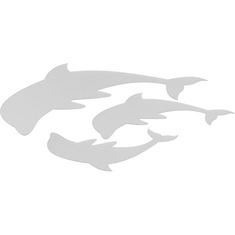 Niedlicher delfinförmiger Spiegelwandaufkleber, abnehmbare Dekoration für Kinderzimmer, DIY-Wohnhintergrund, silberfarben. (1/5)