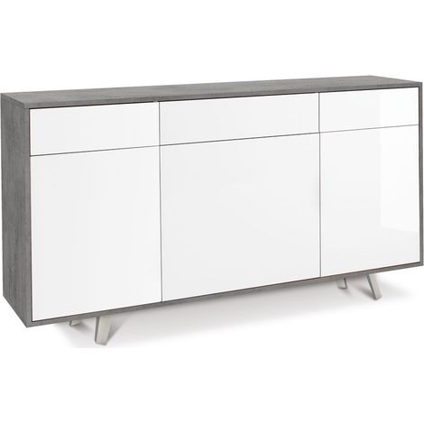 Mobile 3 Ante 3 Cassetti 164L x 41P x h92 – Finitura Cemento E Bianco Lucido – Sarmog (1/5)
