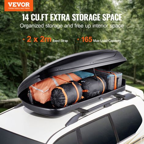 Coffre de Toit 370 L, Porte-Bagages de Toit Coque Rigide en ABS, avec Ouverture Double-Face 2 Sangles Renforcées, Aérodynamique, po… (1/5)