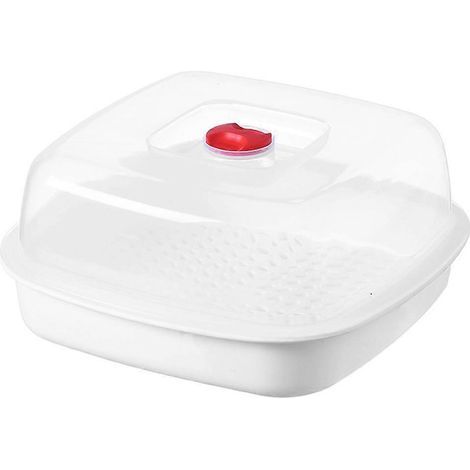 Cuiseur vapeur professionnel pour micro-ondes, riz et poisson, pour la cuisson à la vapeur en cuisine-21.00X21.00X11.00CM-White (1/4)