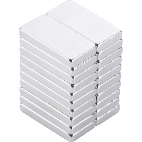 Aimants rectangulaires en néodyme - 20 pièces - 20 x 10 x 2 mm - parfaits pour les tableaux blancs (1/5)