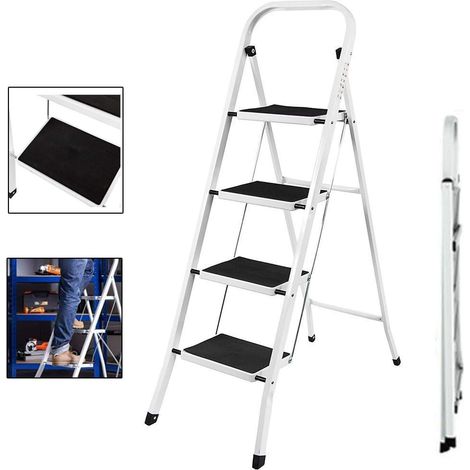 4 marches, Escabeau, échelle, marche pliante, échelle pliante, escalier pliant, marche, marche domestique, escabeau, échelle à échelons, pliable, pliable jusqu'à 150 kg