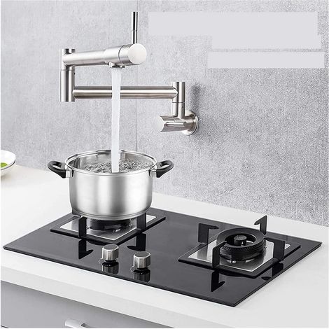 Robinet de remplissage de pot Pliable en laiton mural de cuisine de robinet de robinet de robinet de robinet de robinet de remplissage de robinet de pliage avec deck à double bec Robinet pliant (1/5)