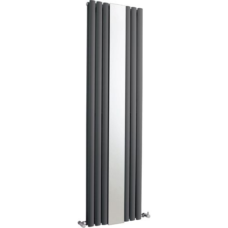 Balterley Pattingham Vertical Double Panel Radiator with Mirror, 1800mm x 499mm - Anthracite (1/3)