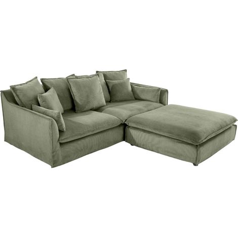 Divano ad angolo KALIA – Verde scuro – 4 posti – Angolo reversibile – contemporaneo